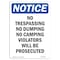 Signmission OSHA Notice Sign, 14" H, 10" W, Rigid Plastic, No Trespassing No Dumping No Camping Sign, Portrait OS-NS-P-1014-V-14928 - alternate 1